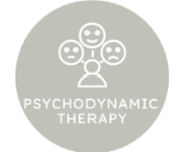 Psychodynamic Therapy icon featuring a person surrounded by expressive faces.